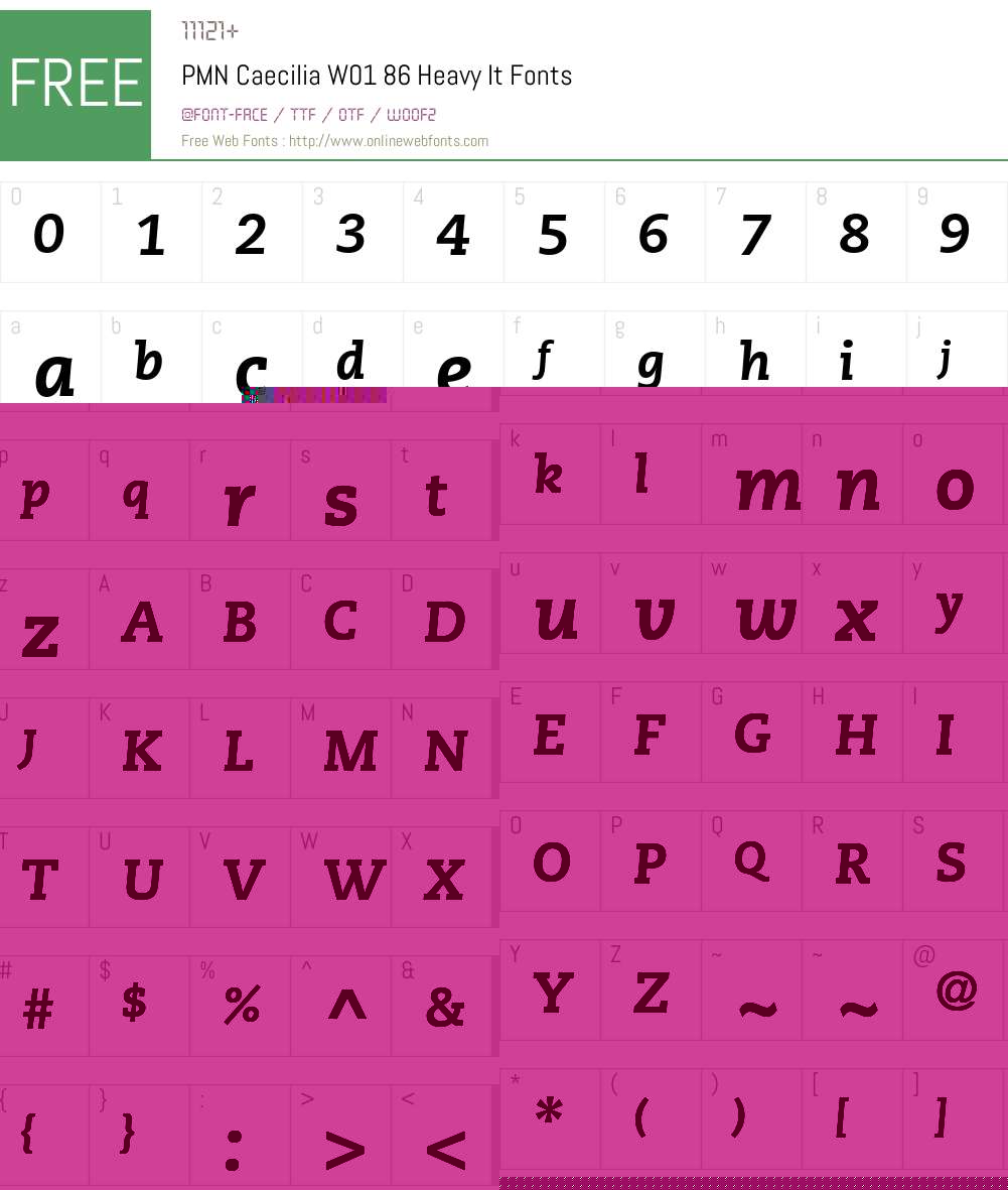 PMNCaeciliaW01-86HeavyIt Font Screenshots