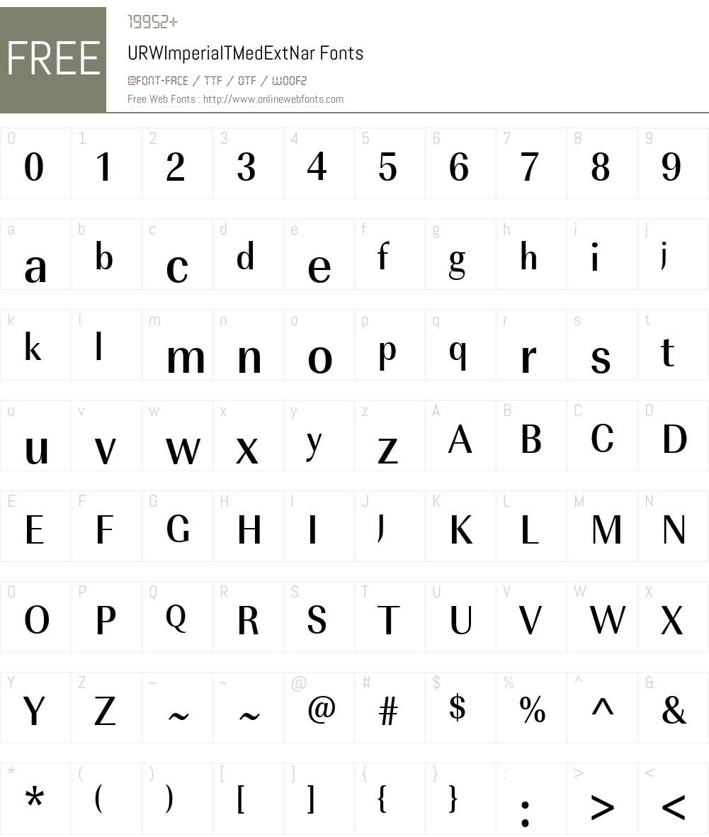 URWImperialTMedExtNar Font Screenshots