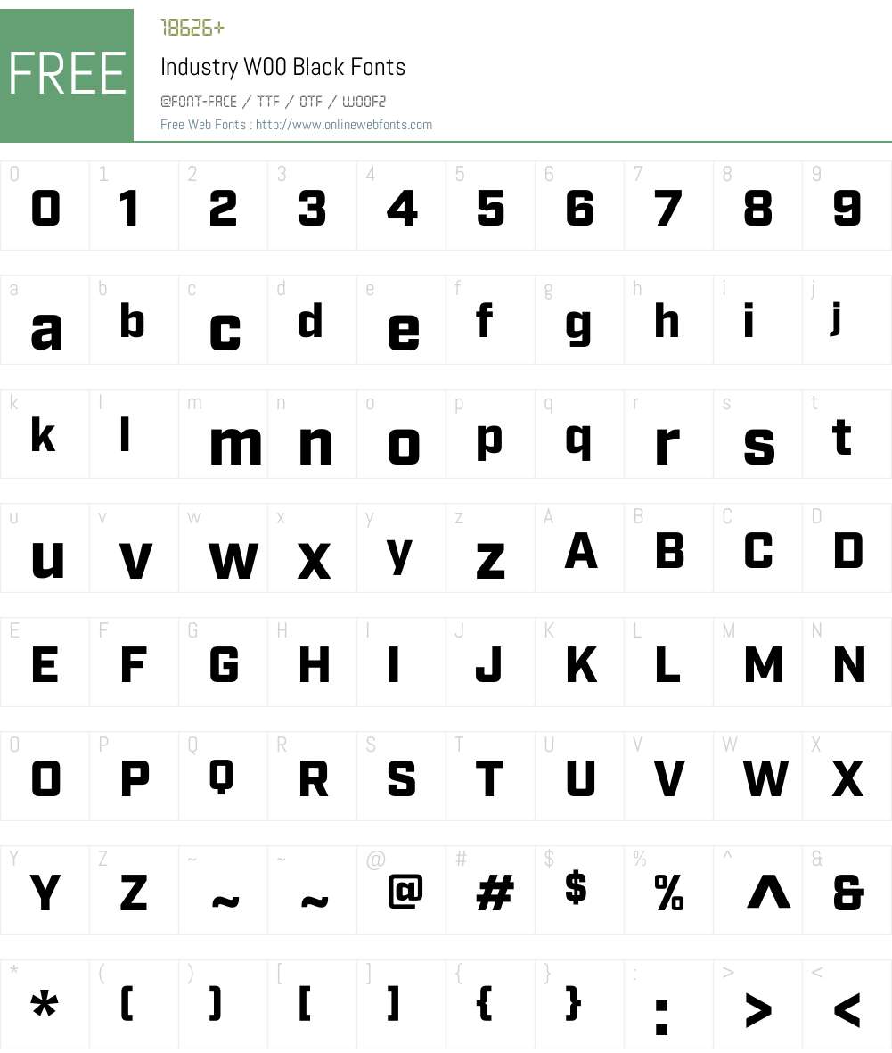 IndustryW00-Black Font Screenshots