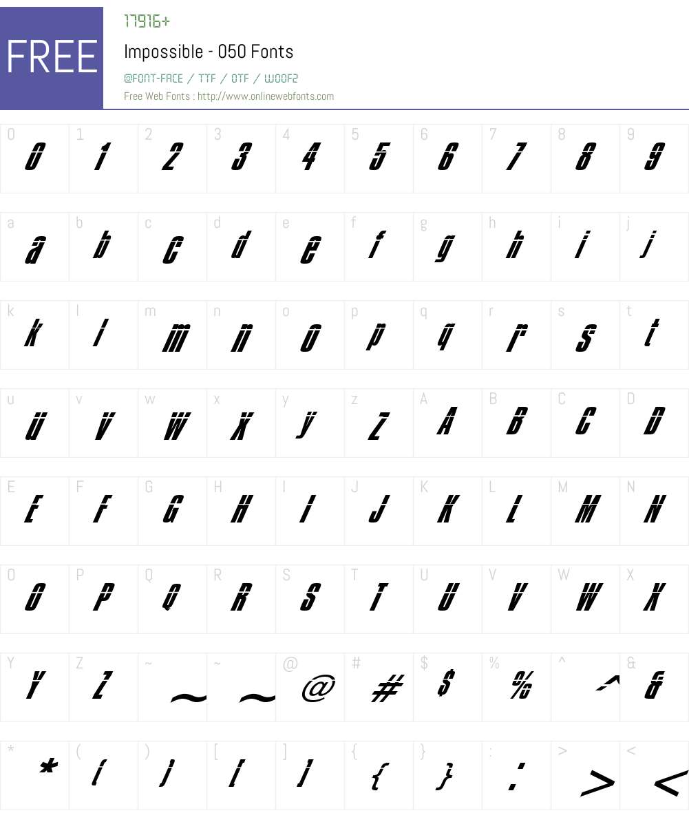 Impossible - 050 Font Screenshots