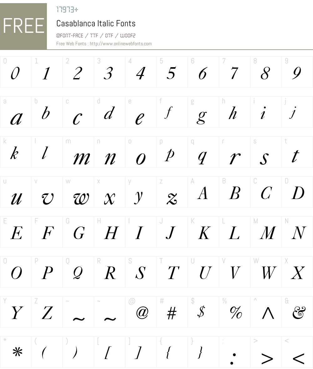 Casablanca Font Screenshots