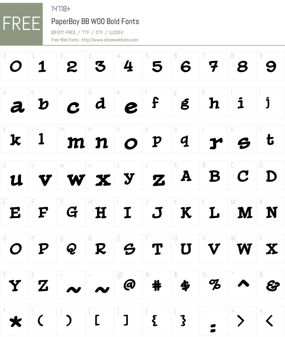 PaperBoy BB Font Screenshots