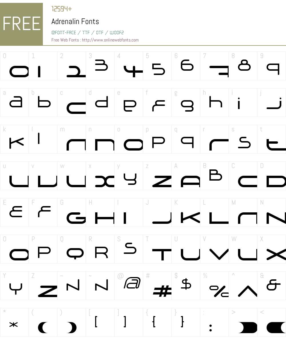 Adrenalin Font Screenshots