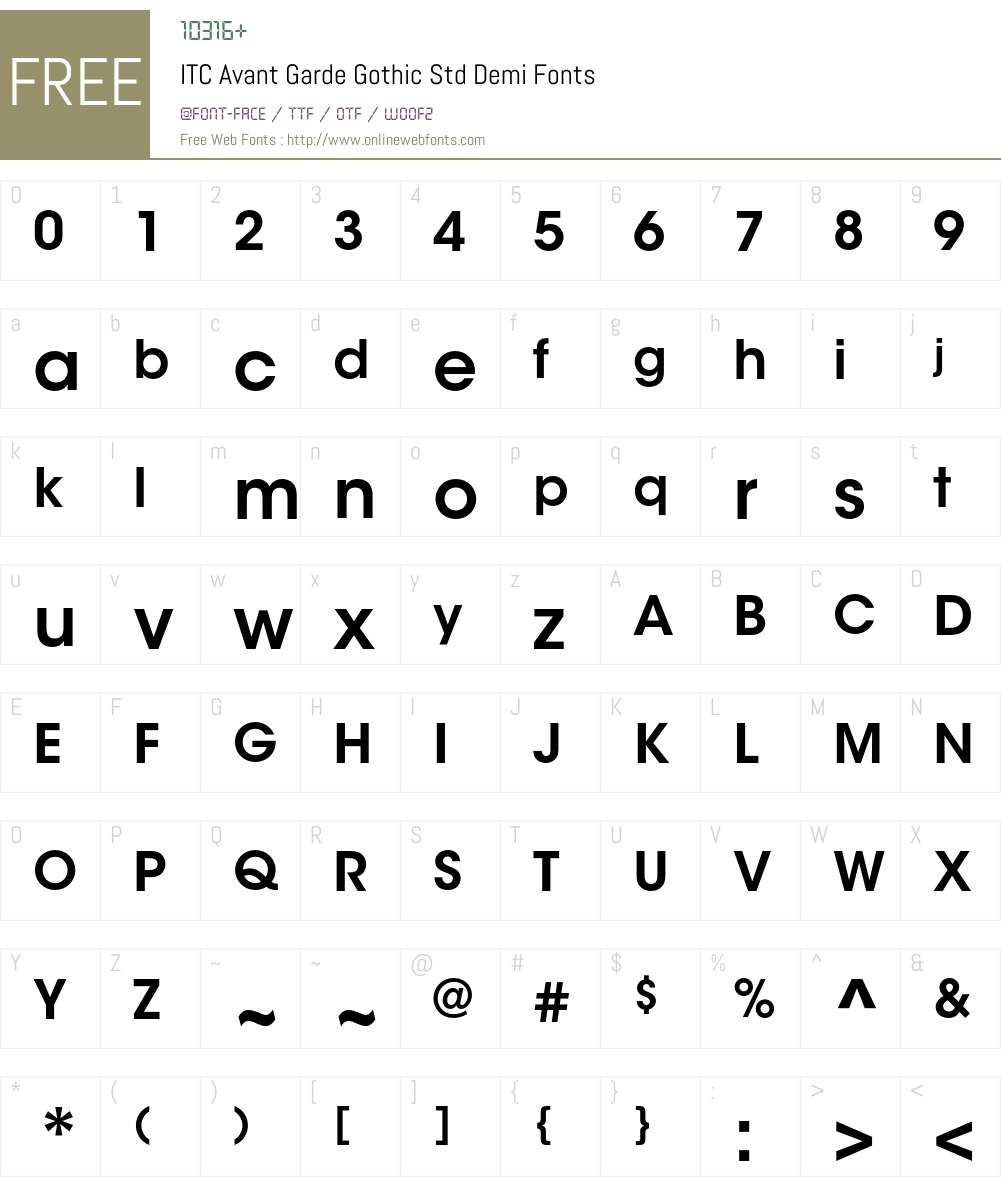 ITC Avant Garde Gothic Std Font Screenshots