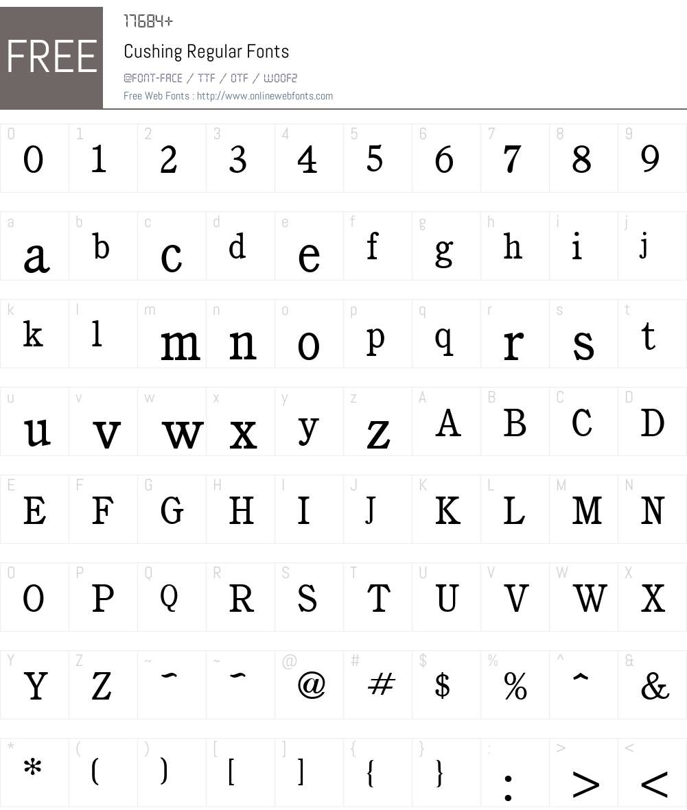 Cushing Font Screenshots