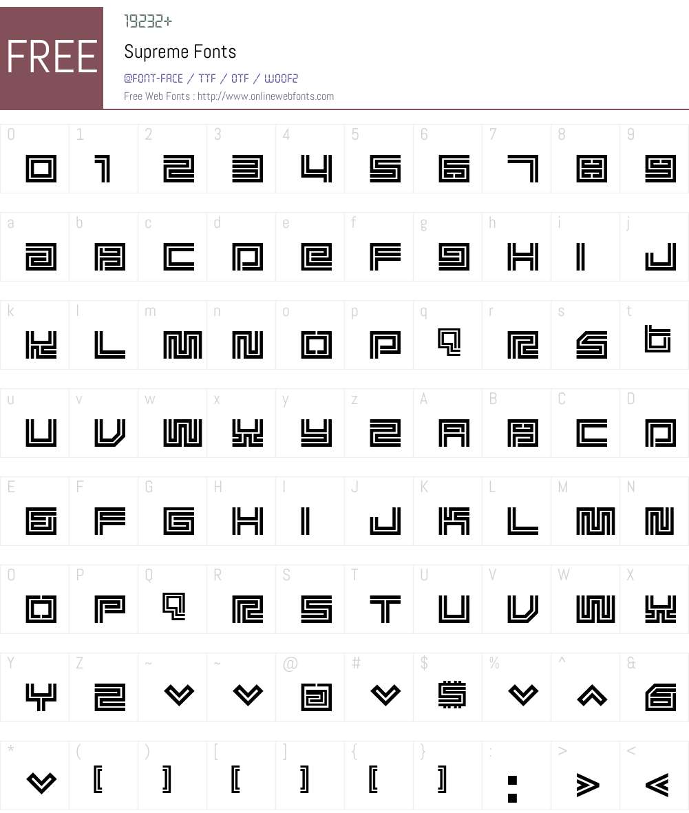 Supreme Font Screenshots