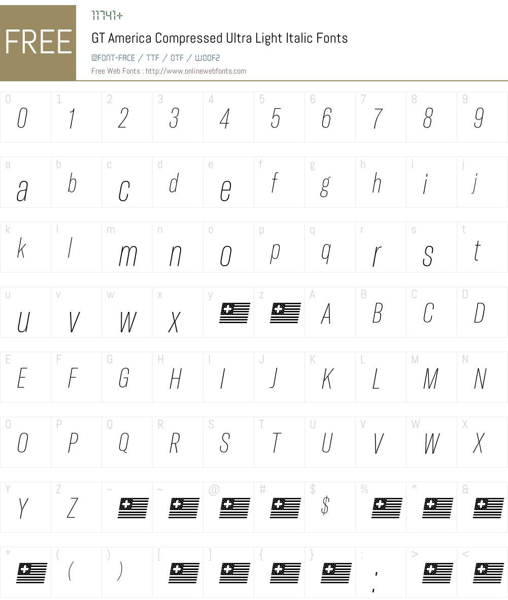 GT America Compressed Ultra Light Font Screenshots