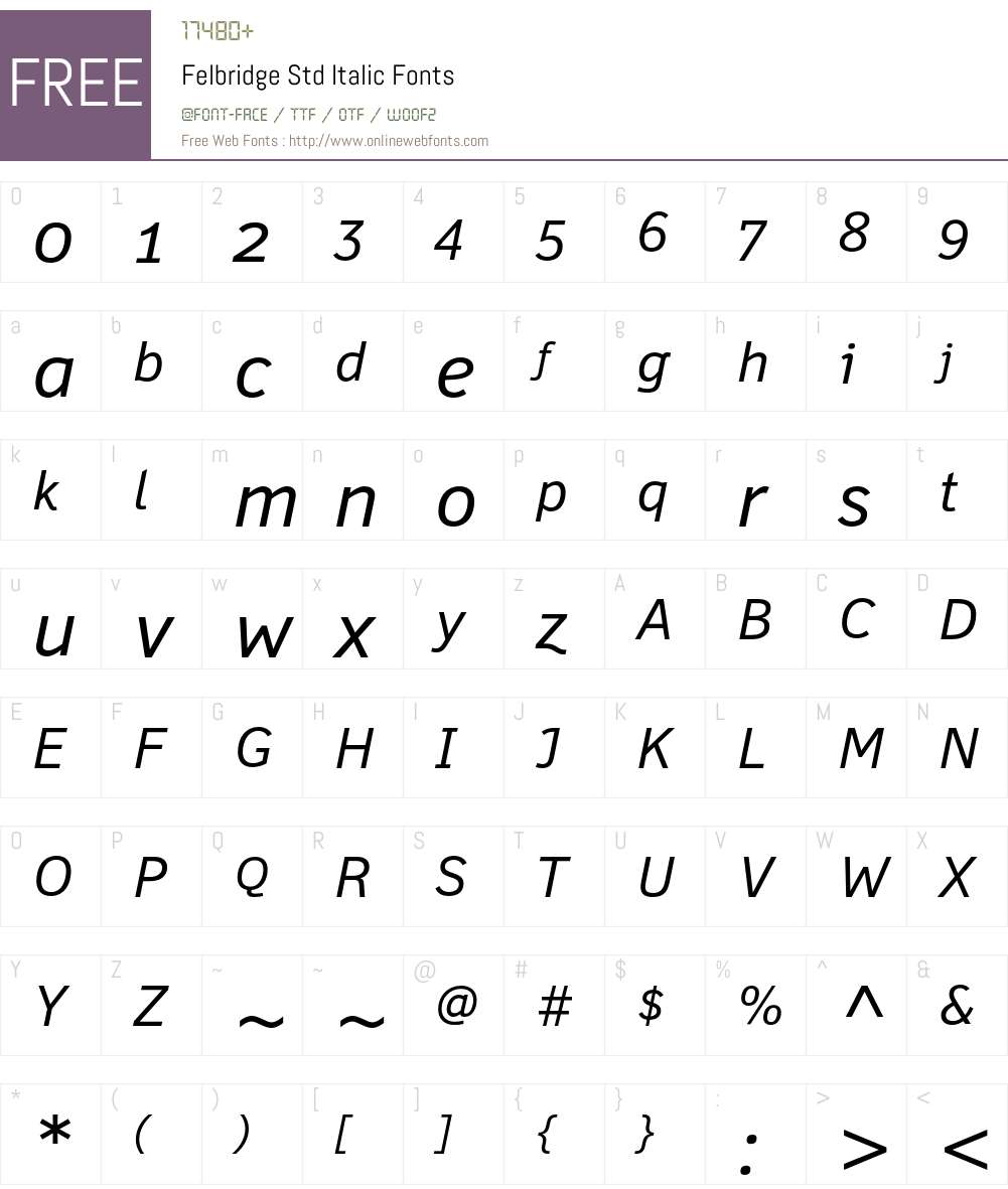 Felbridge Std Font Screenshots