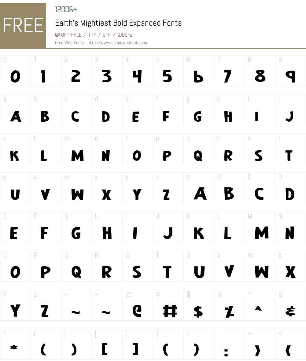 Earth's Mightiest Bold Expanded Font Screenshots