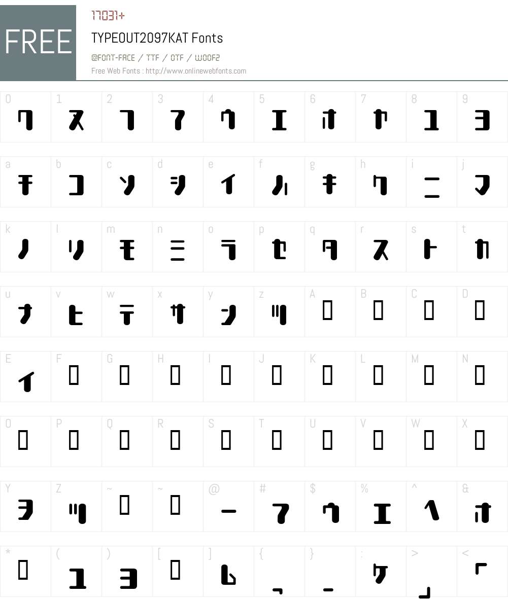 TYPEOUT2097KAT Font Screenshots