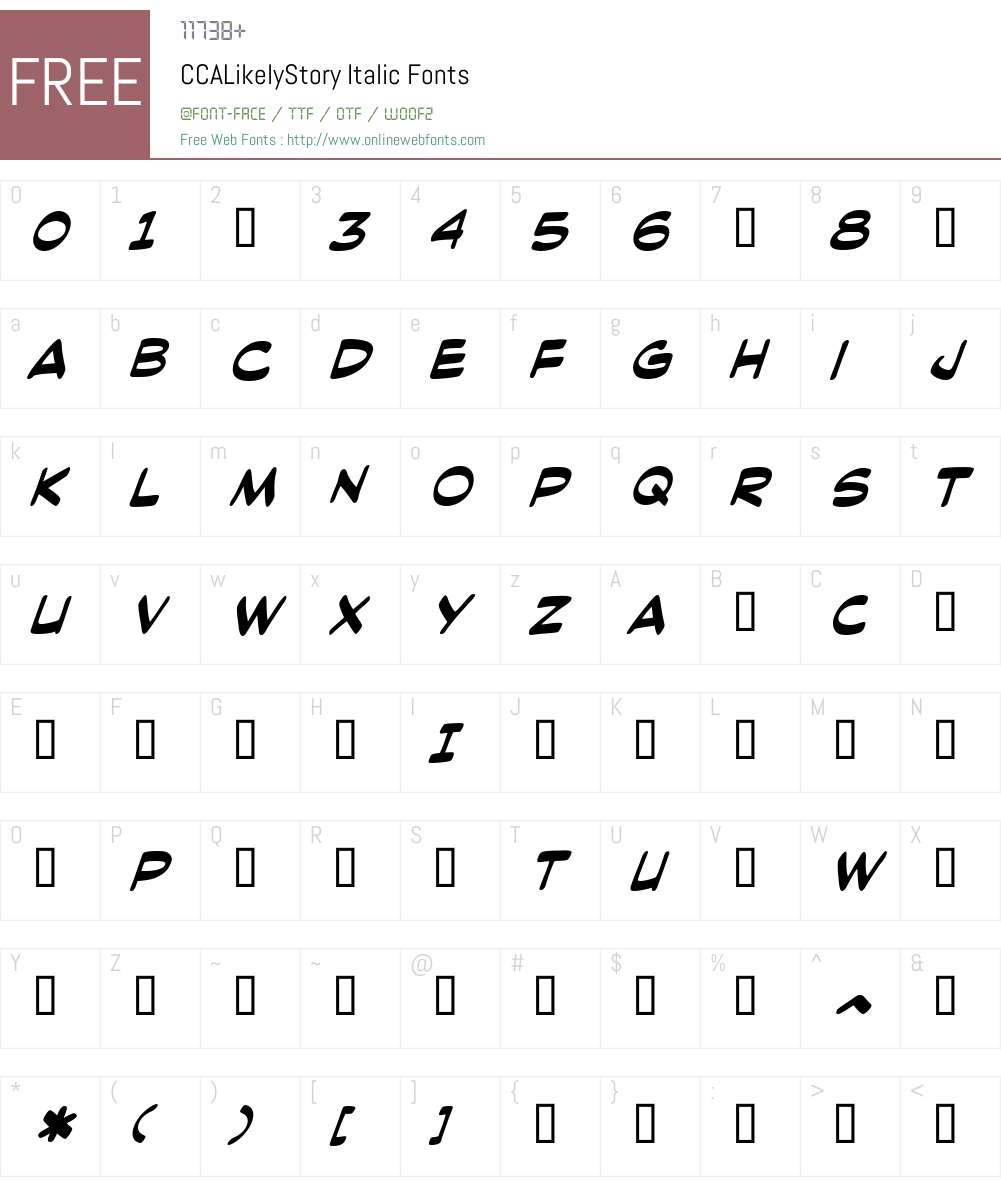 CCALikelyStory-Italic Font Screenshots