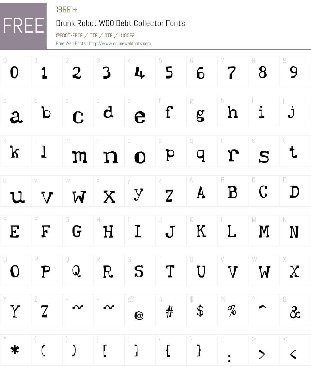 DrunkRobotW00-DebtCollector Font Screenshots