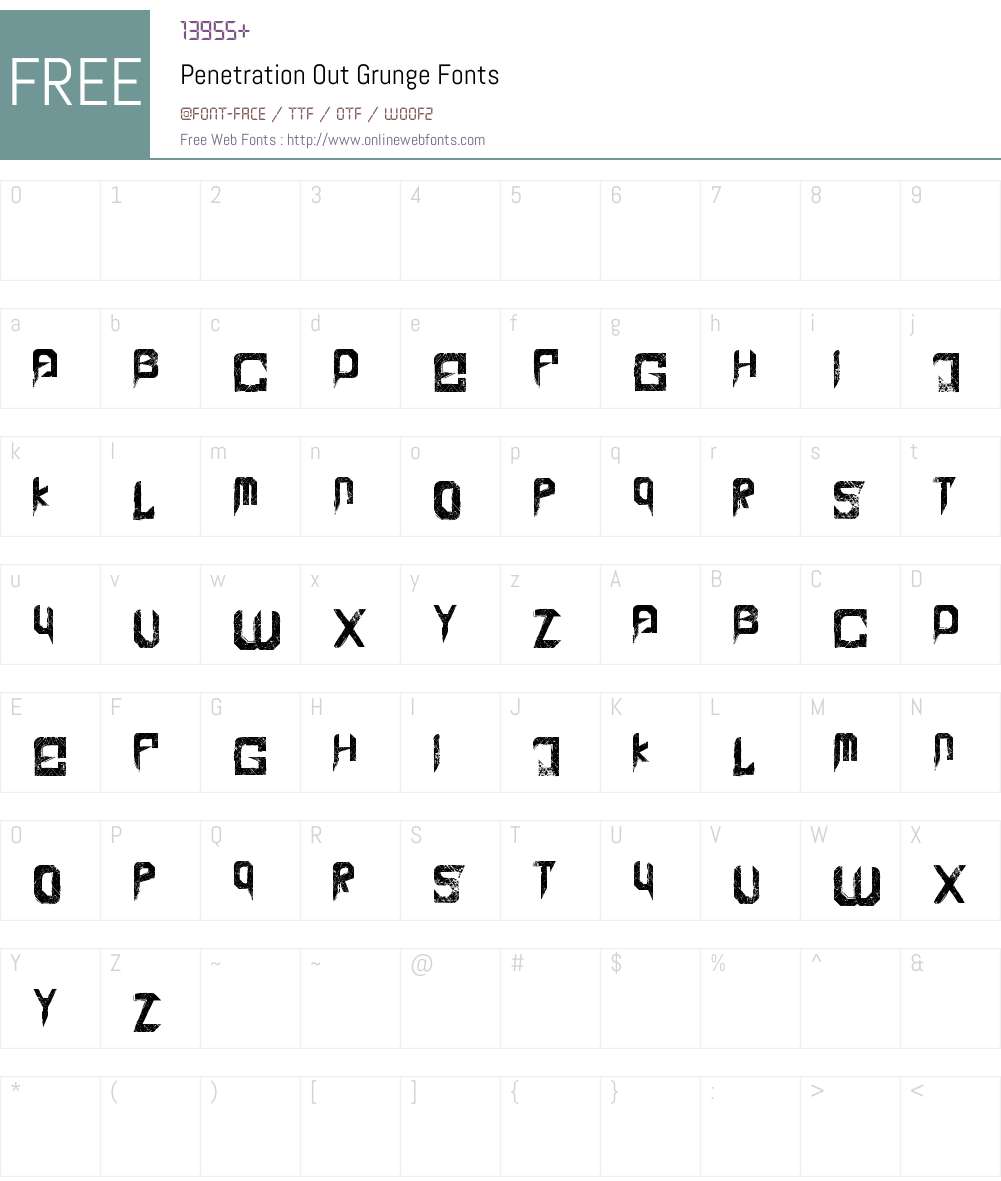 Penetration Out Font Screenshots