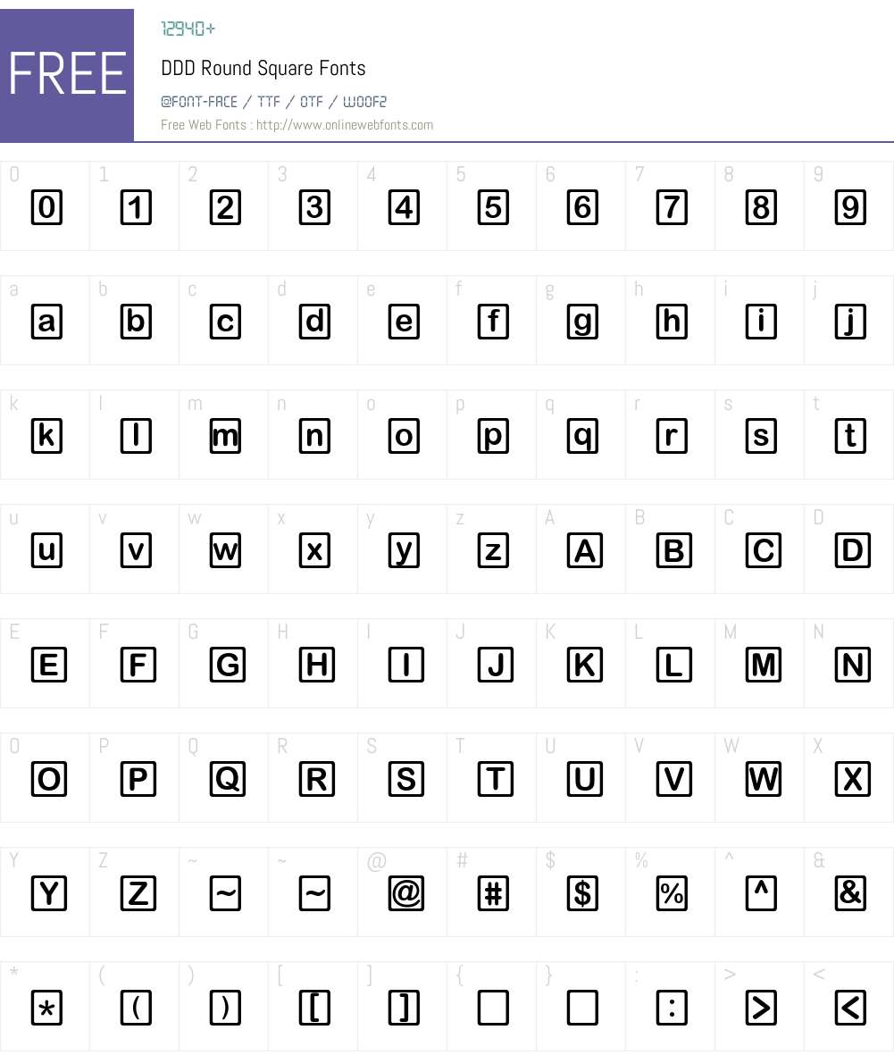 DDD Round Square Font Screenshots