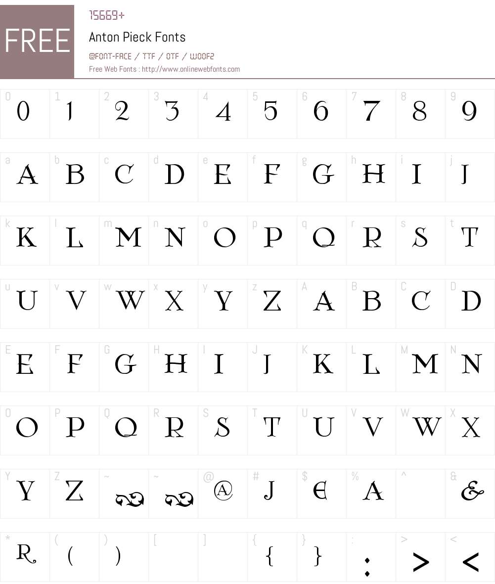 Anton Pieck Font Screenshots
