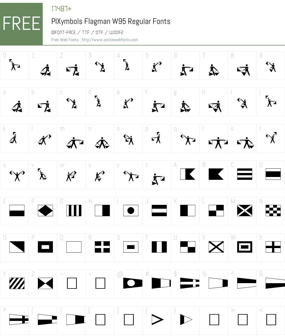 PIXymbolsFlagmanW95-Regular Font Screenshots