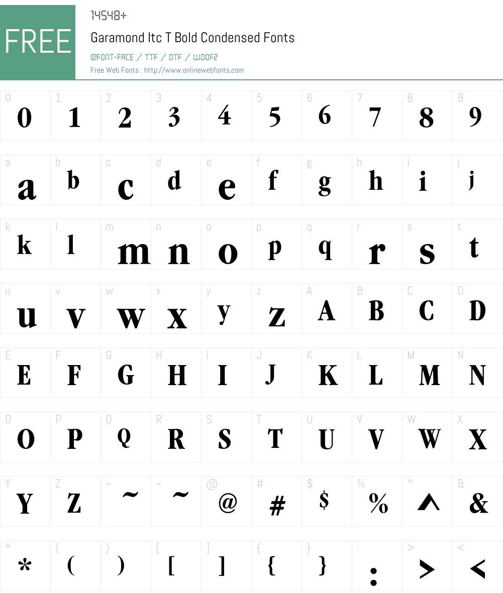 GaramItcTBolCon Font Screenshots