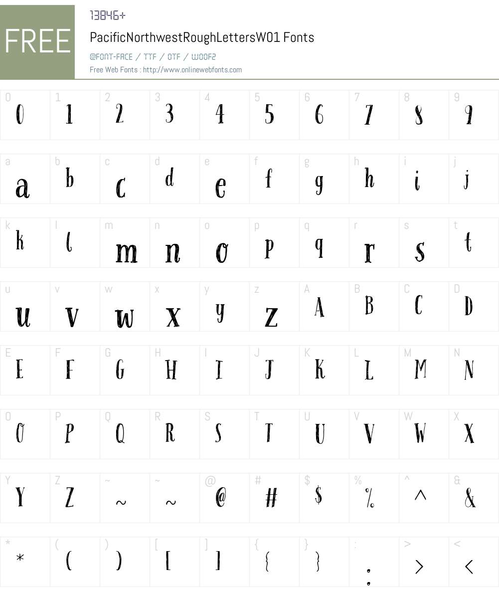 PacificNorthwestRoughLettersW01 Font Screenshots
