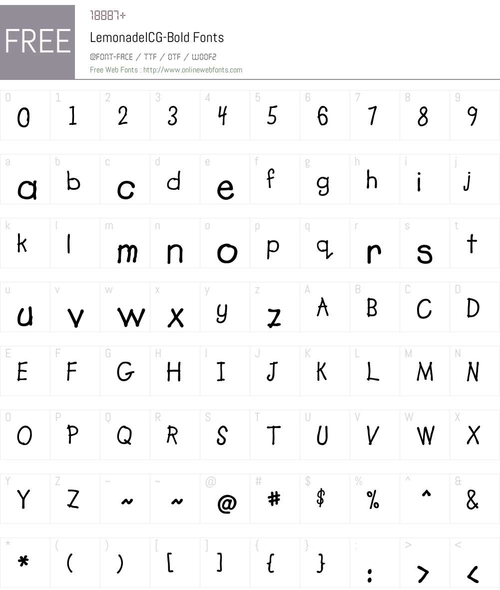 LemonadeICG Font Screenshots