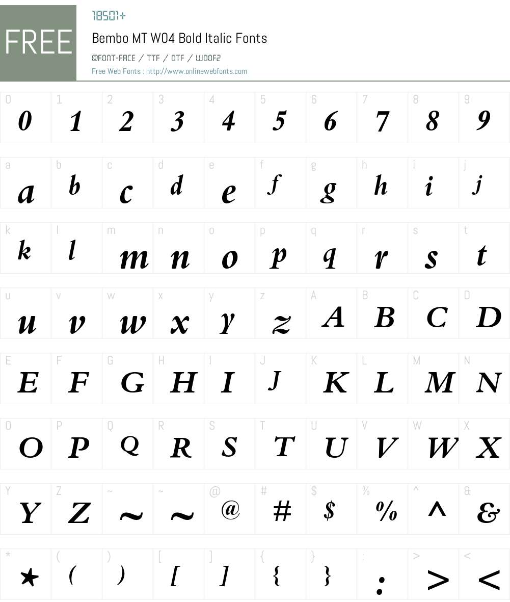 Bembo Font Screenshots
