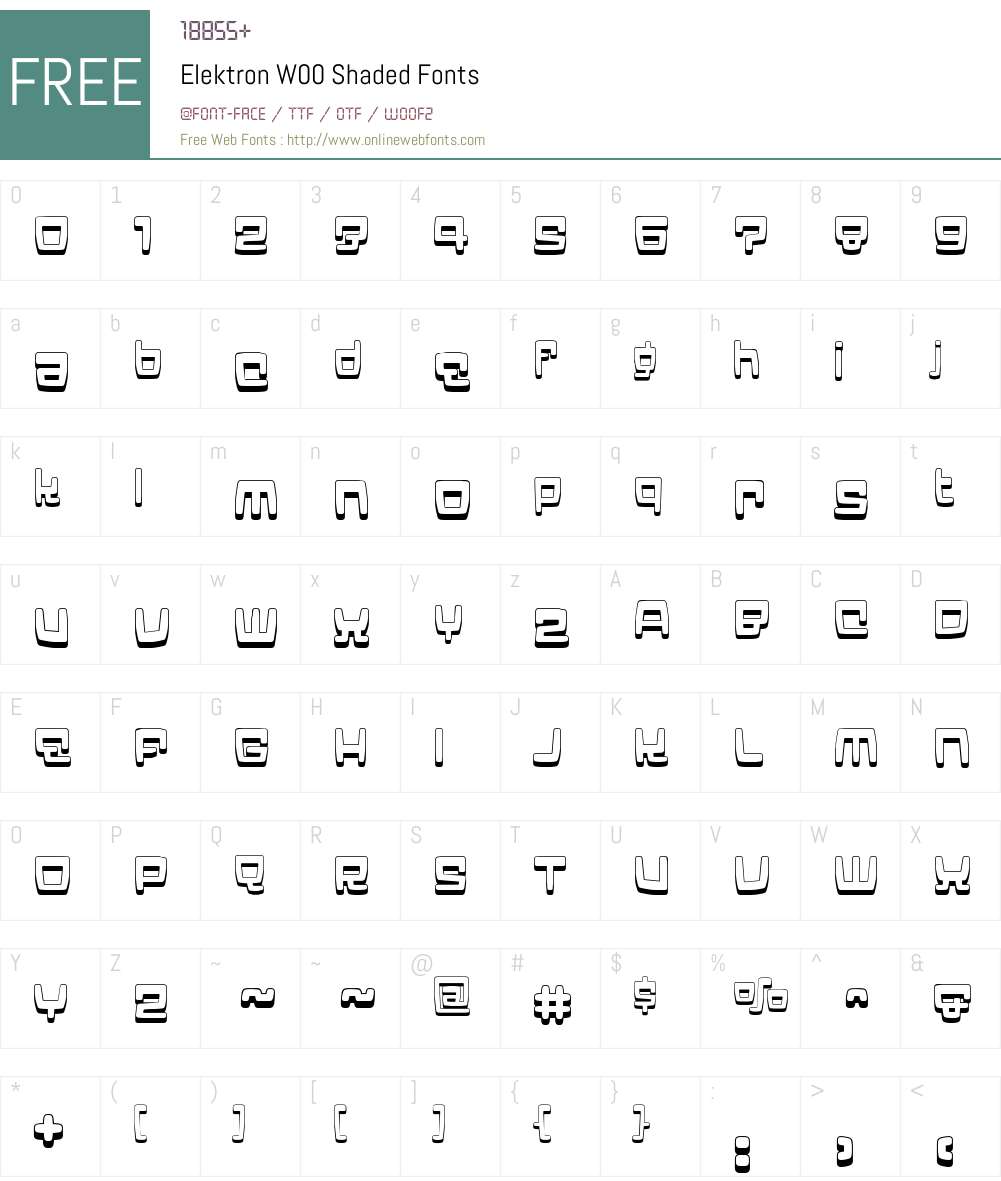 ElektronW00-Shaded Font Screenshots