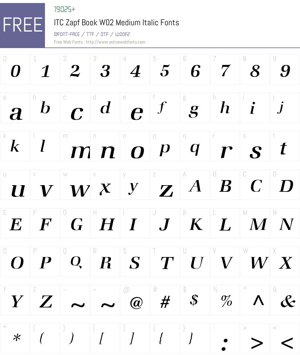 ITC Zapf Book Font Screenshots