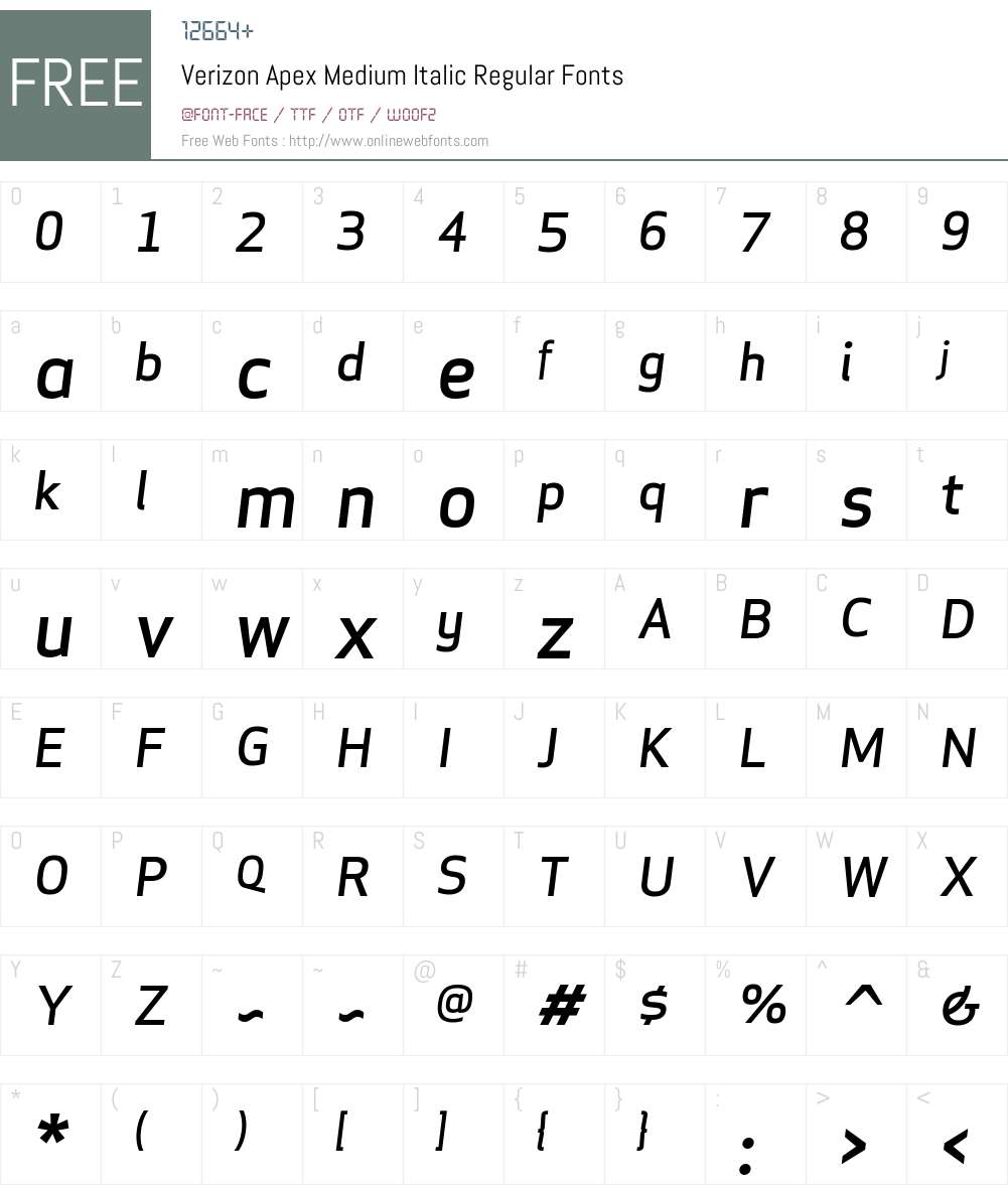 Verizon Apex Medium Italic Font Screenshots