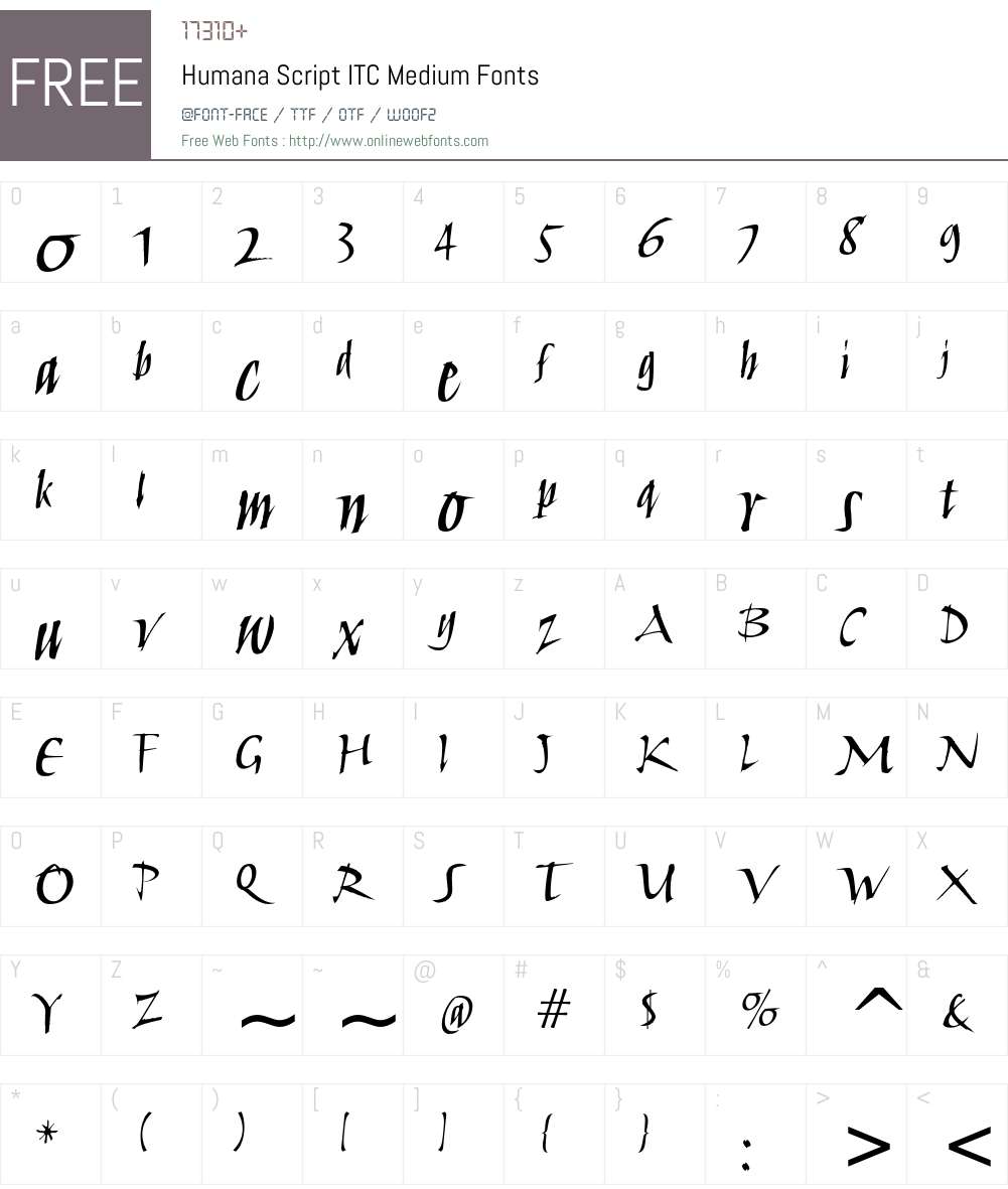 Humana Script ITC Font Screenshots