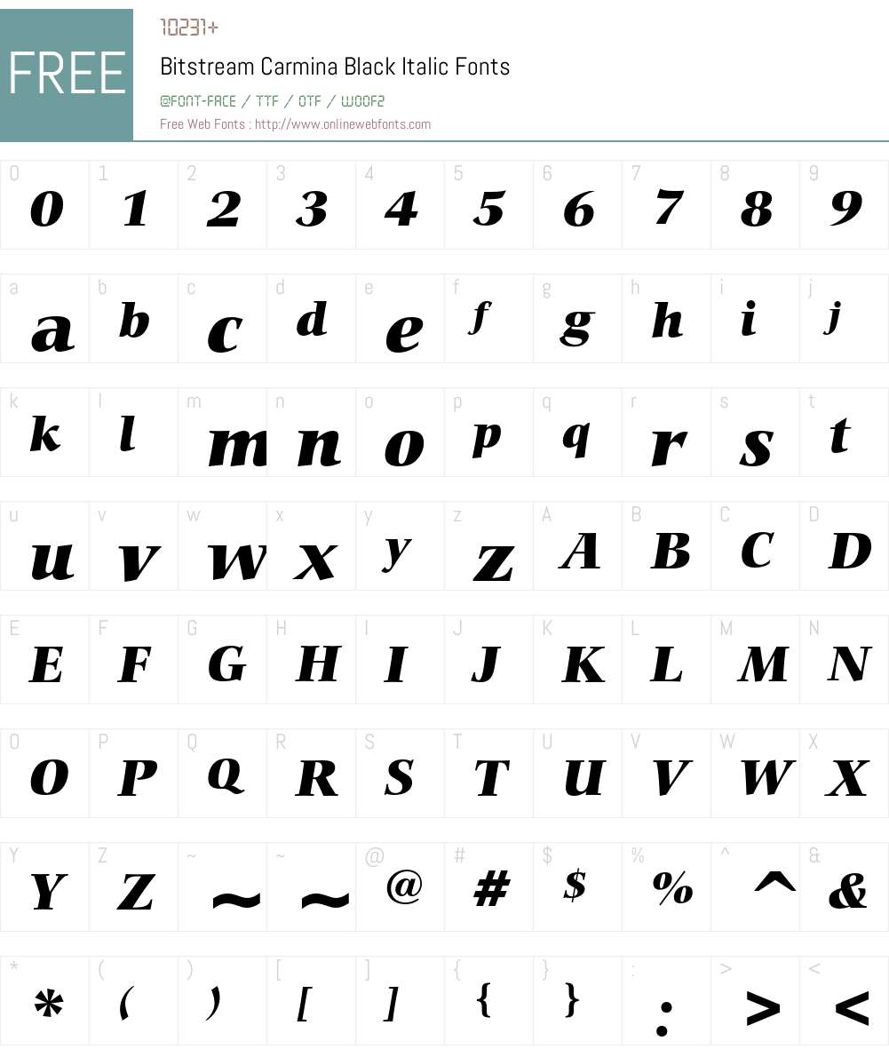Bitstream Carmina Font Screenshots