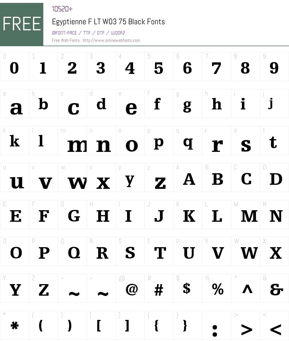 Egyptienne F Font Screenshots