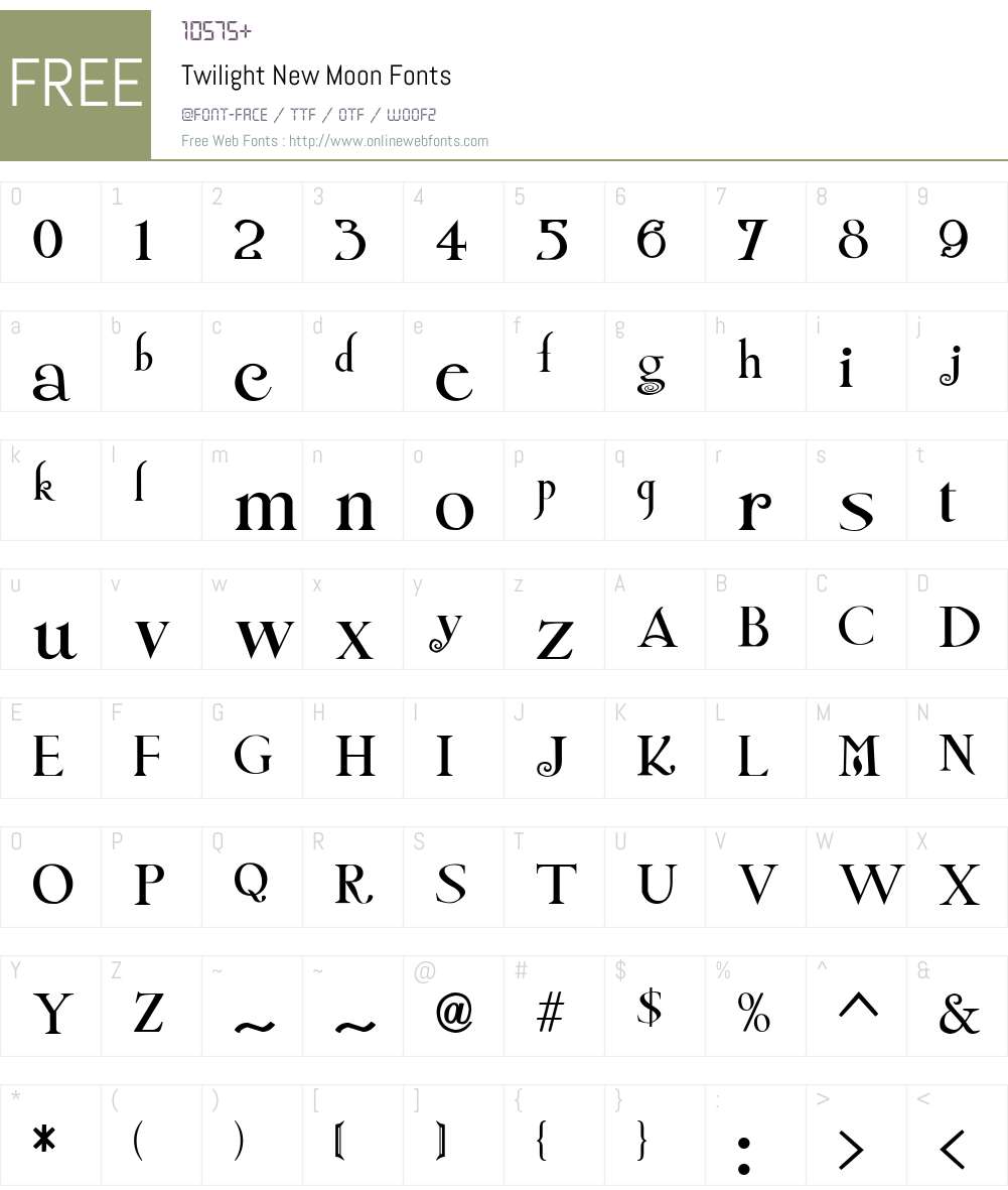 Twilight New Moon Font Screenshots