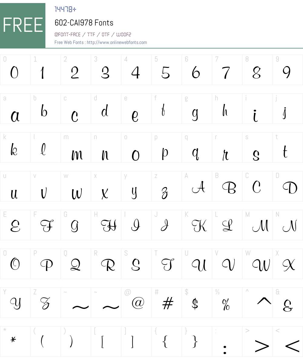 602-CAI978 Font Screenshots