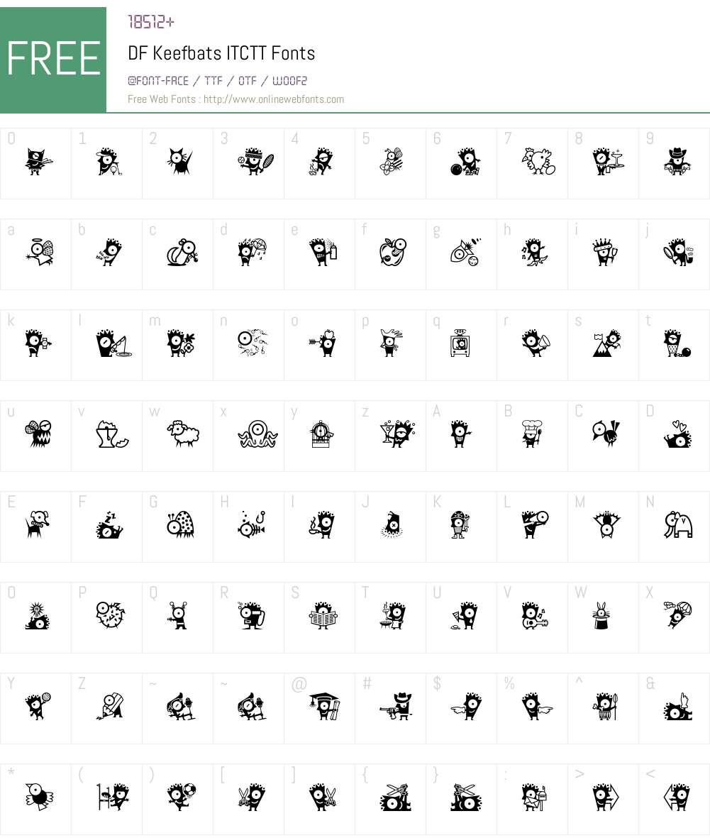 DFKeefbatsITCTT Font Screenshots