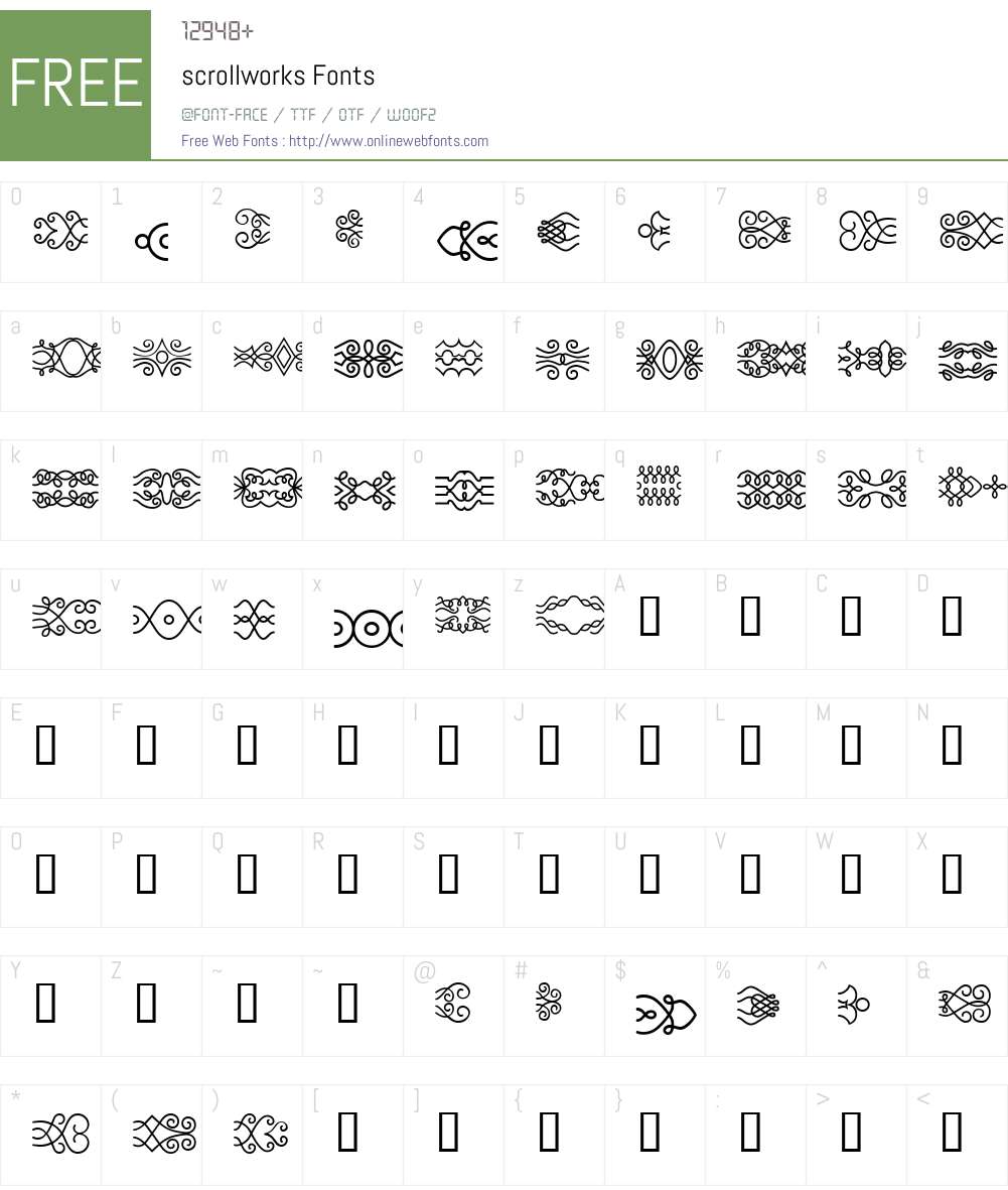 scrollworks Font Screenshots