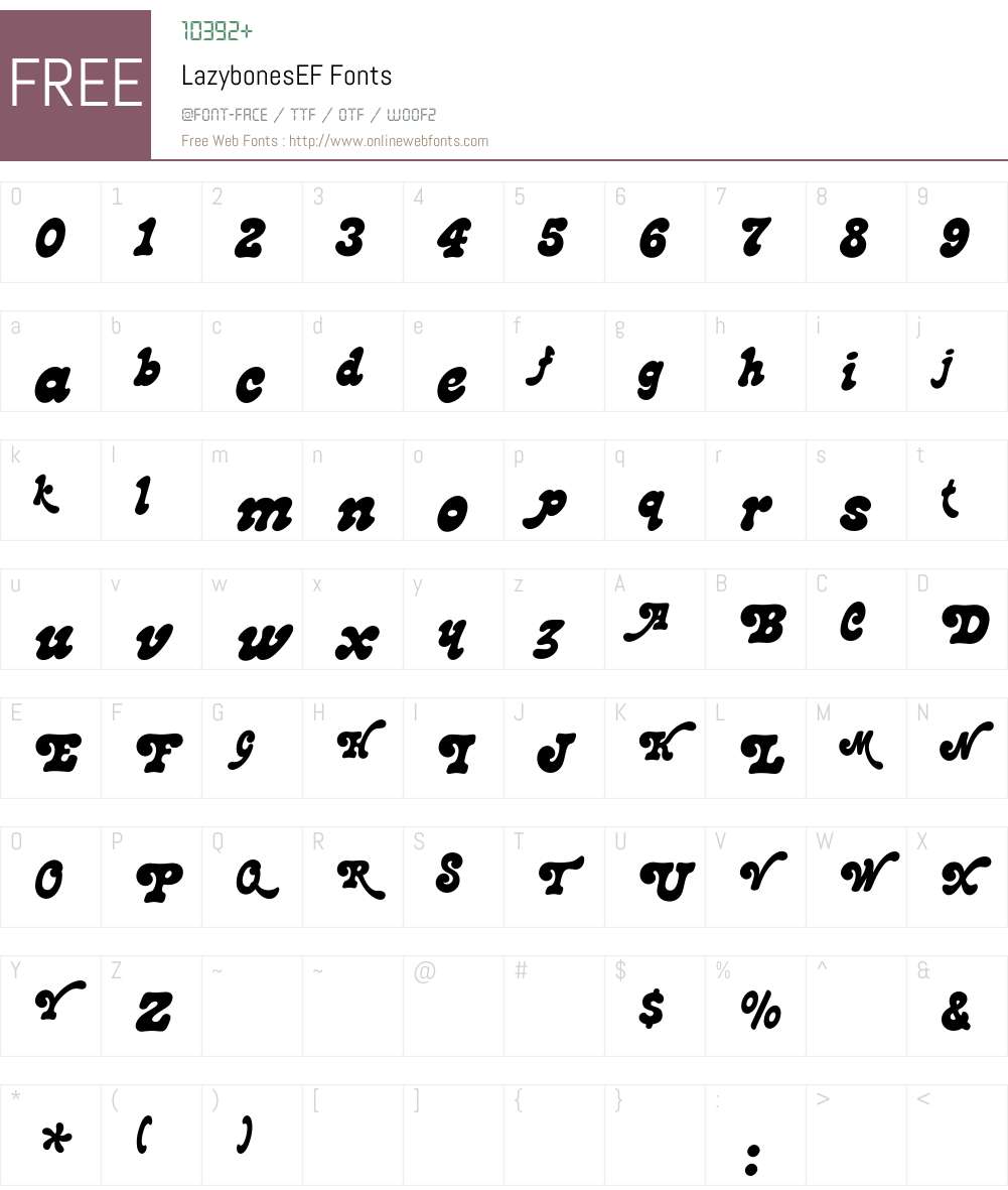 LazybonesEF Font Screenshots
