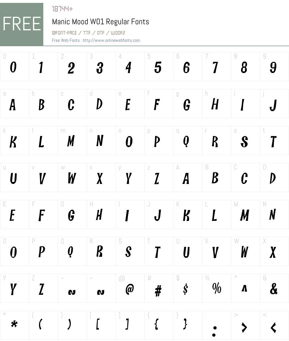 ManicMoodW01-Regular Font Screenshots