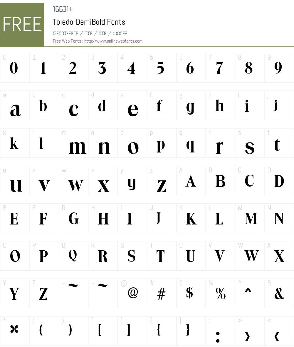 Toledo-DemiBold Font Screenshots