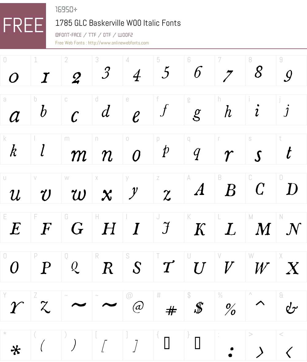 1785GLCBaskervilleW00-It Font Screenshots