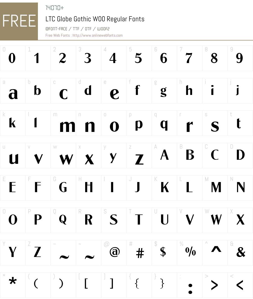 LTCGlobeGothicW00-Regular Font Screenshots