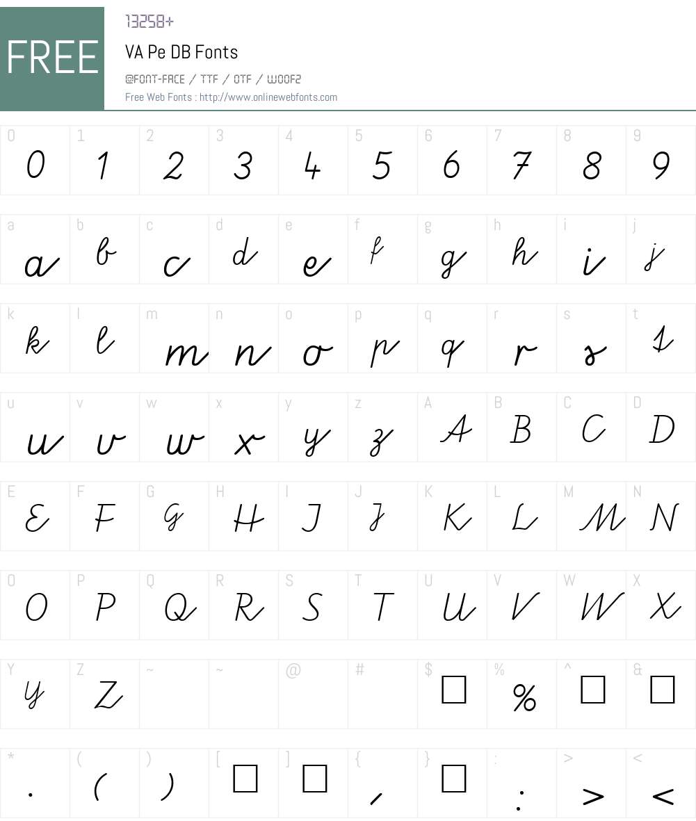VA Pe DB Font Screenshots