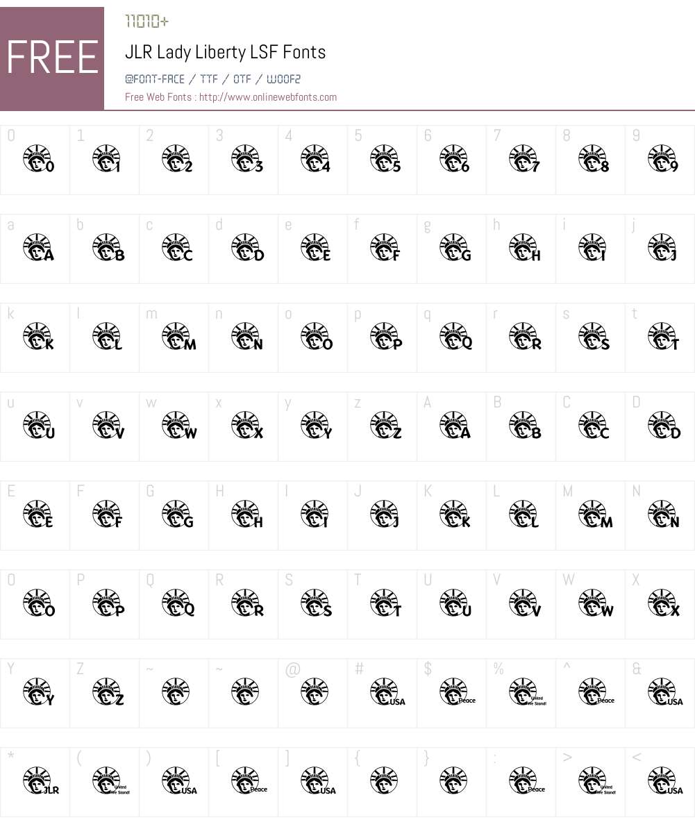 JLR Lady Liberty LSF Font Screenshots