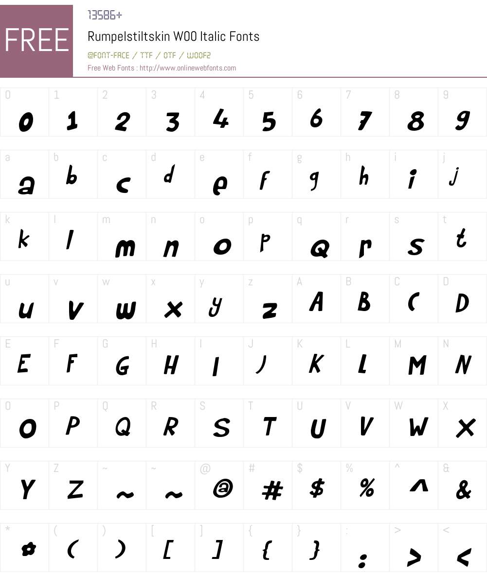 RumpelstiltskinW00-Italic Font Screenshots