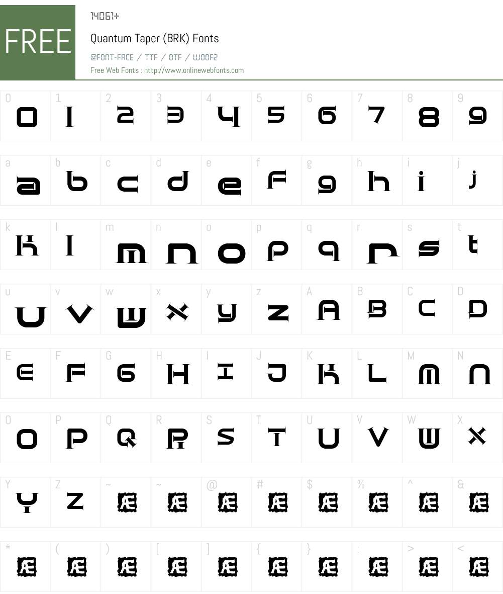 Quantum Taper (BRK) Font Screenshots
