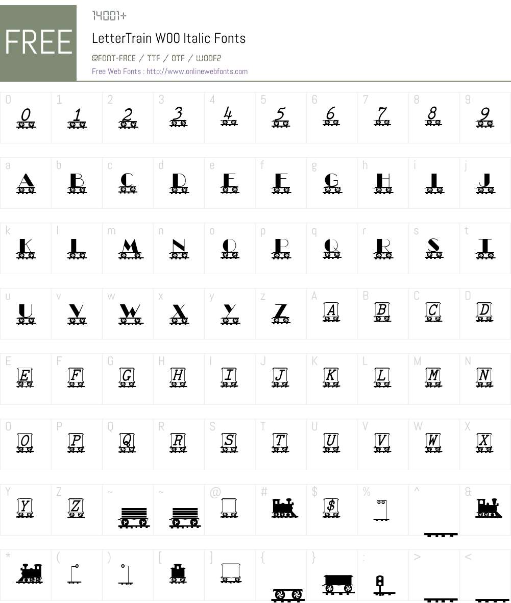 LetterTrainW00-Italic Font Screenshots