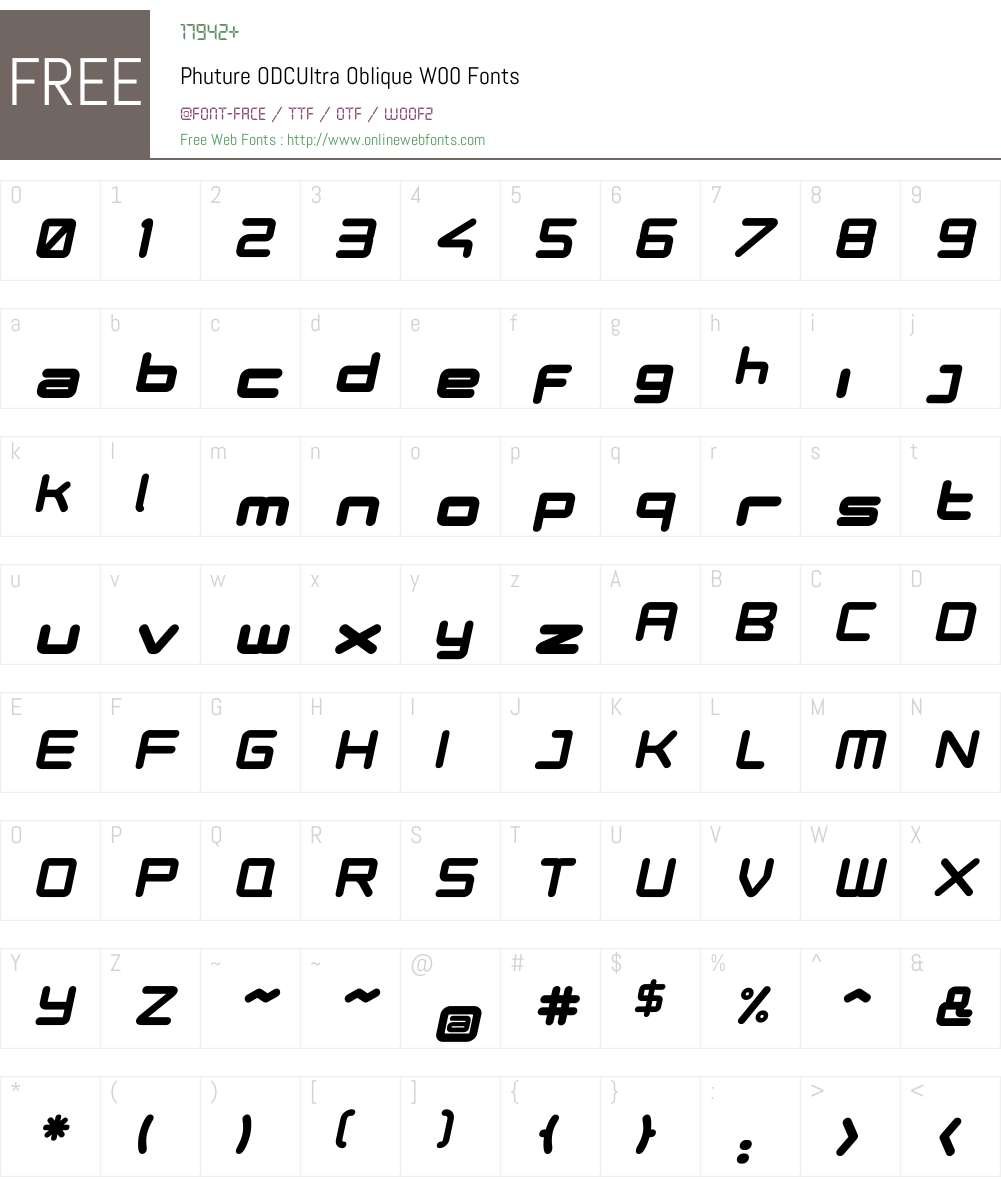 Phuture ODCUltra Oblique Font Screenshots