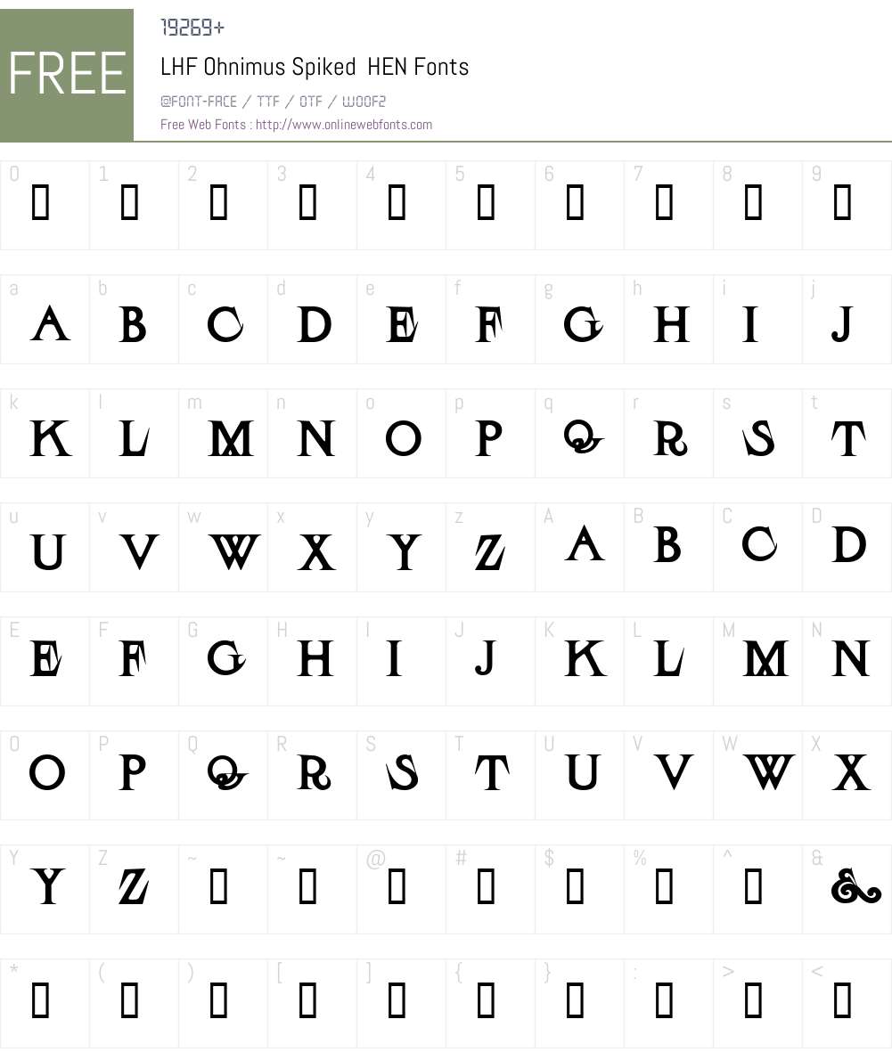 LHF Ohnimus Spiked HEN Font Screenshots
