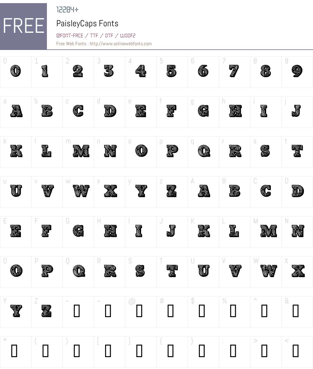 PaisleyCaps Font Screenshots