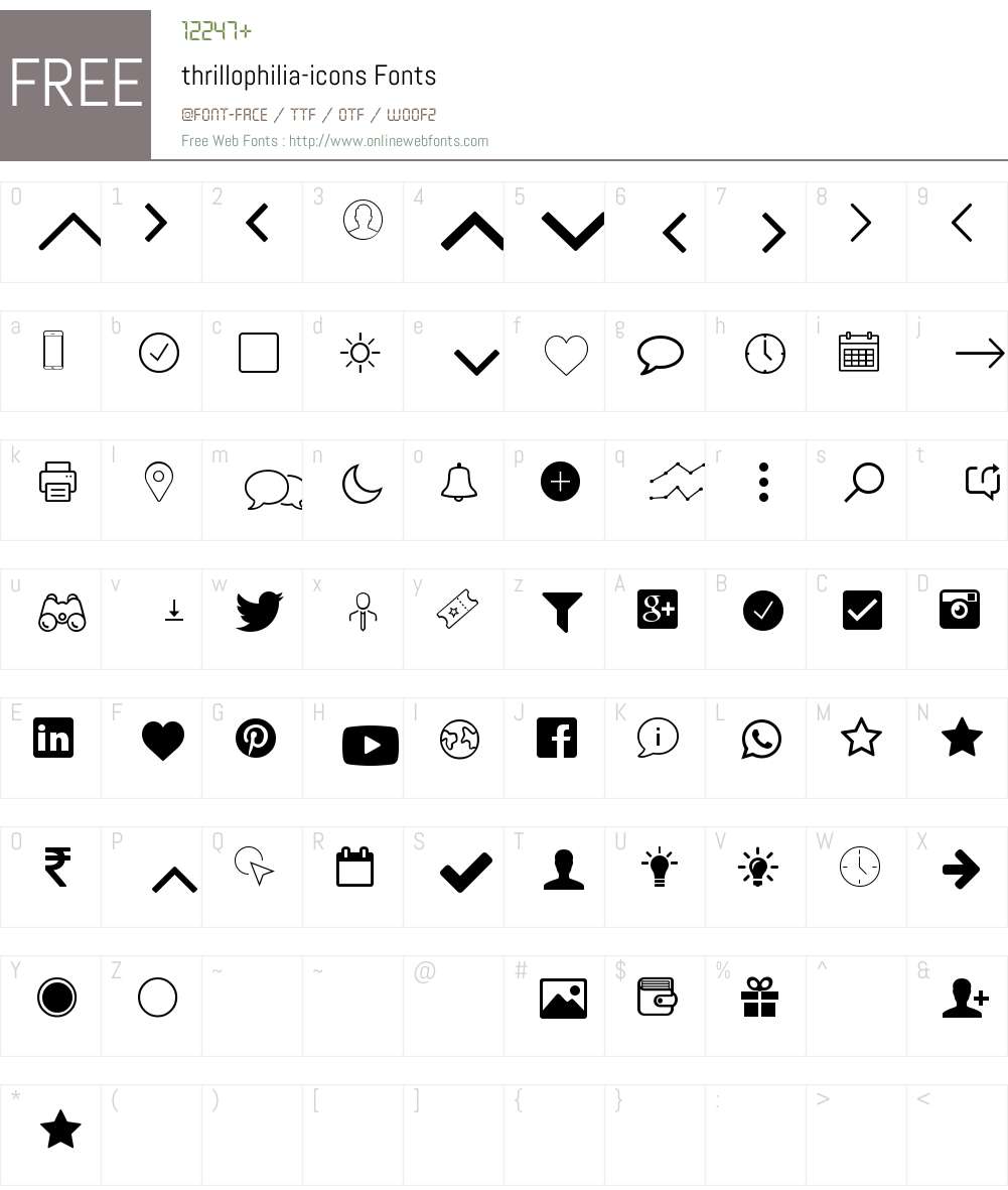 thrillophilia-icons Font Screenshots