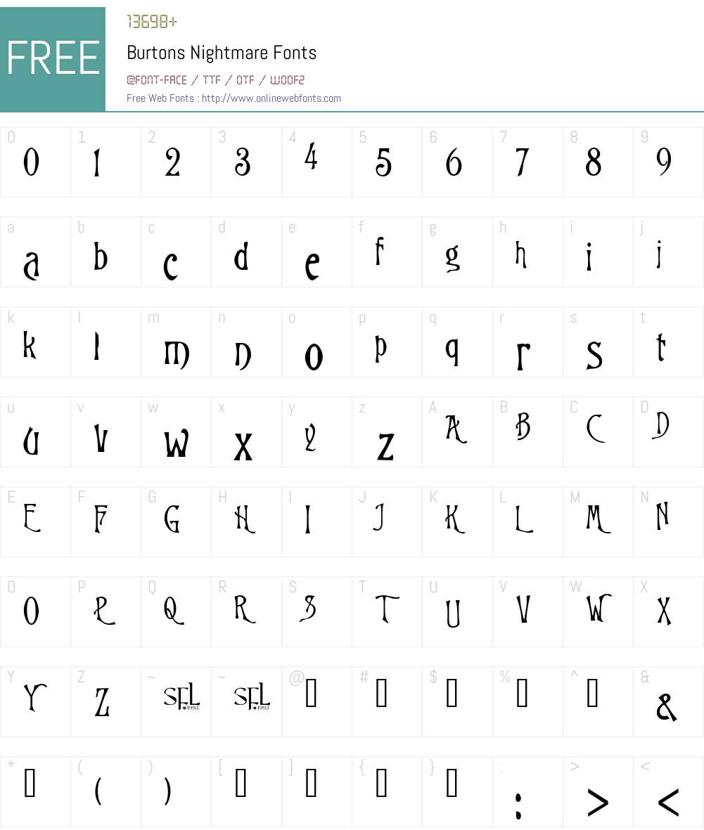 Burtons Nightmare Font Screenshots