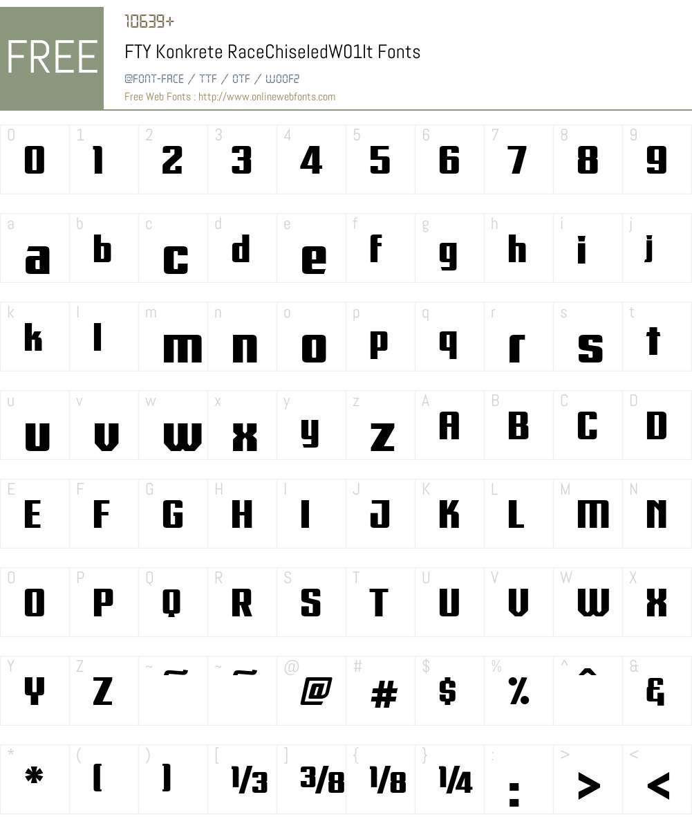FTYKonkreteRaceChiseledW01-It Font Screenshots